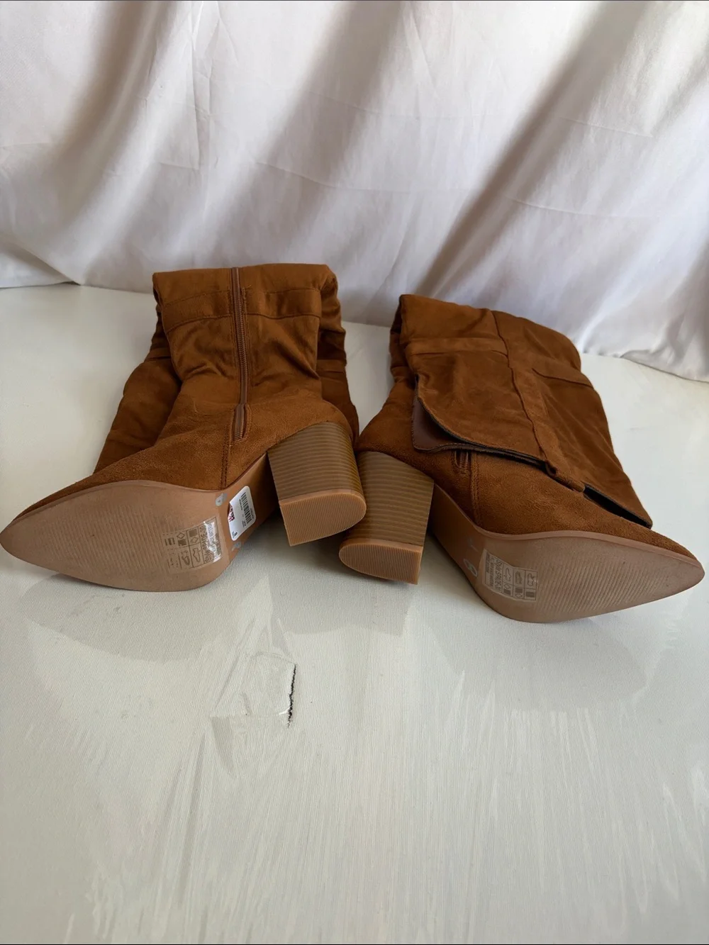 Yoki Tall Faux Suede Over-the-Knee Boots in Cognac Brown